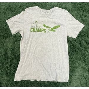 Philadelphia Eagles Super Bowl LII Champs T-Shirt Bella+Canvas Gray Green Size L